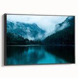 Black and white framed canvas of Seattle landscape with vintage poster art style, ideal for bedroom wall decor.