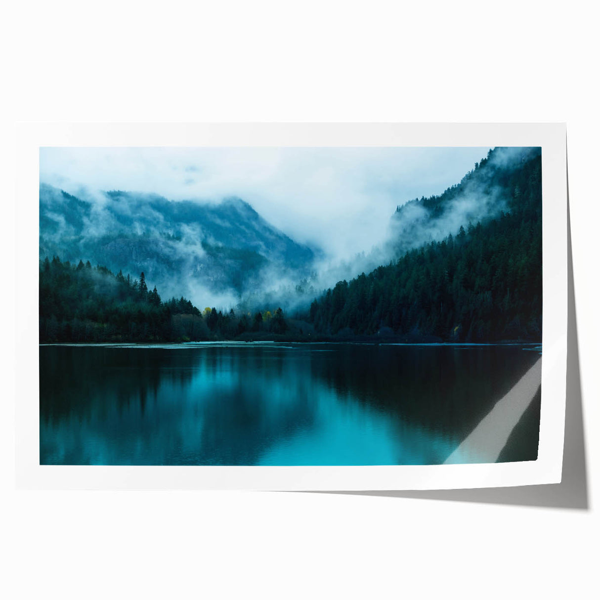 Extra large rolled print of Seattle skyline in muted grays, ideal for art wall dining room.