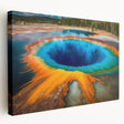 Yellowstone National Park scenery on large stretched canvas, featuring earthy tones and green accents.