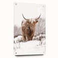 Acrylic print of a large abstract wall art depicting winter, with muted cool tones, ideal for bedroom or dining room decor.