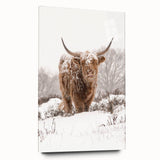 Large abstract wall art depicting a winter scene in muted blue and white tones on acrylic glass.
