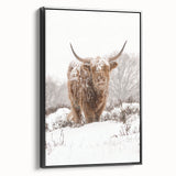 Black and white landscape art painting on framed canvas, depicting a serene winter scene, suitable for bedroom decor.