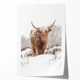 Extra large rolled print featuring a winter floral design in muted blue and white tones, ideal for dining room wall art.