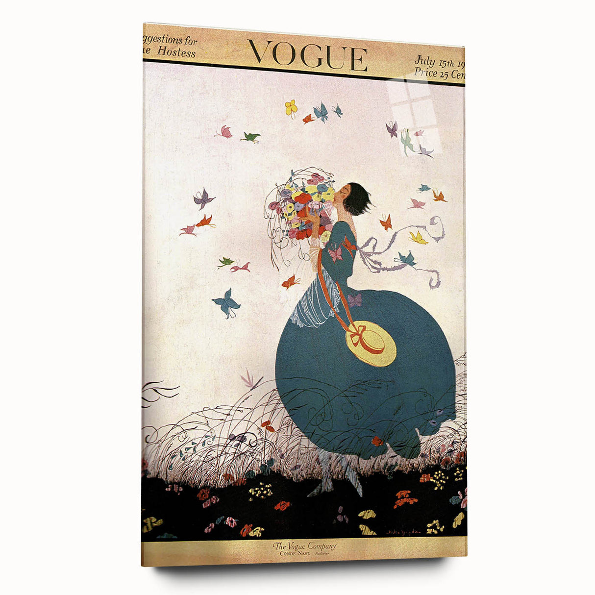 Whimsical Summer Vogue Cover Art - Butterfly & Flower Wall Print