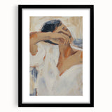 Abstract figurative artwork framed with a matte black finish, showcasing vivid colors and dynamic shapes, perfect for modern interior decor and artistic expression.