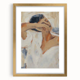 Abstract figurative artwork in a gold mat frame, showcasing a striking design that blends contemporary and artistic elements, perfect for modern home decor.