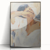 Framed abstract figurative artwork in silver, showcasing intricate designs and vibrant colors, ideal for modern home decor. Perfect for adding a touch of elegance and sophistication to any room.