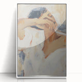 Framed abstract figurative artwork in acrylic, showcasing vibrant colors against a white background, perfect for modern home decor with artistic flair.