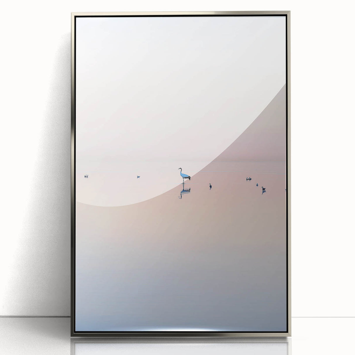 Framed abstract landscape artwork featuring a silver-accented design, showcasing vibrant colors and modern aesthetics, perfect for contemporary home decor.