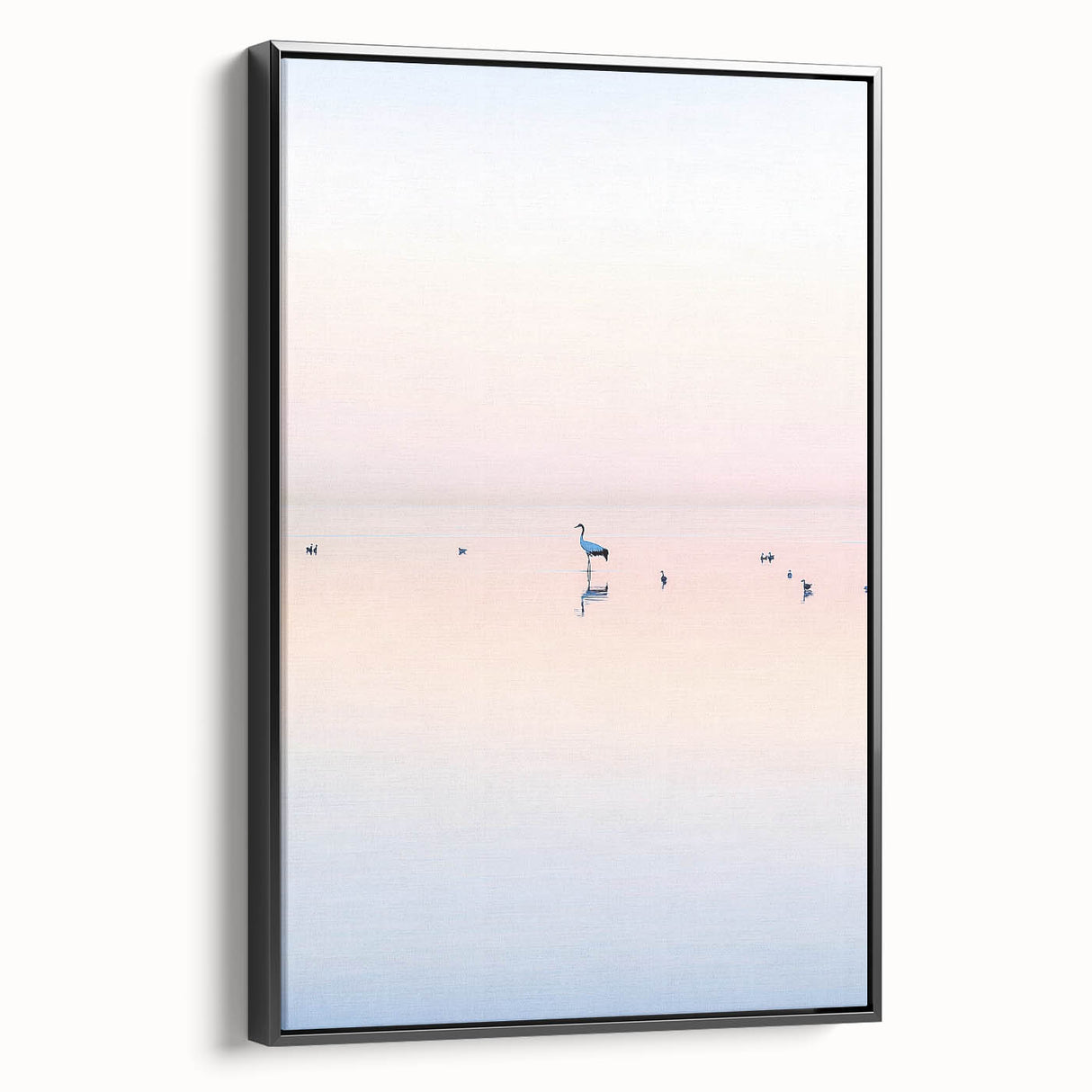 Framed abstract landscape canvas art showcasing a serene black and white design with a sleek side profile, ideal for modern home decor. Perfect for adding elegance to any interior space.