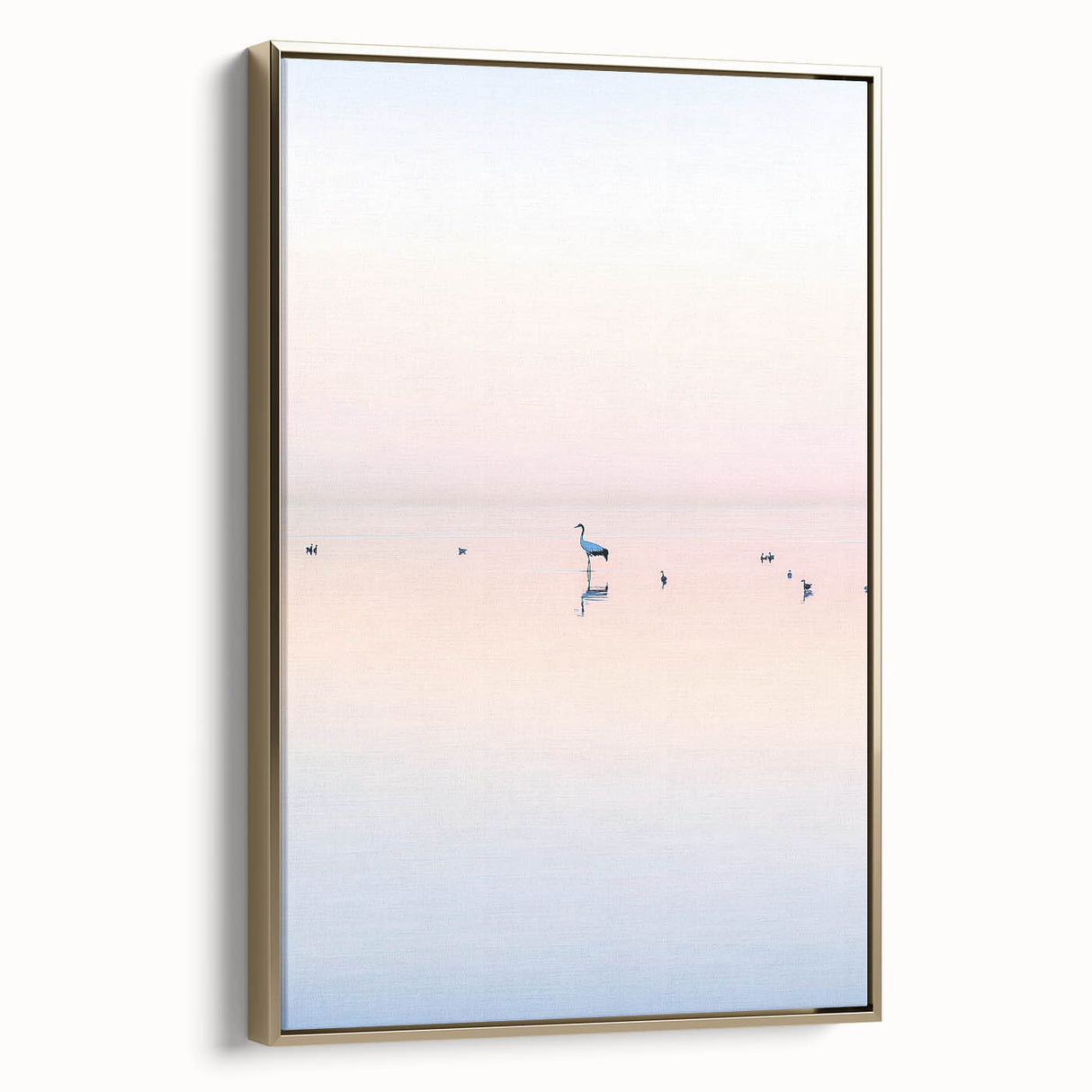 Framed abstract landscape canvas art in gold tones, showcasing a modern design with flowing lines and textures, perfect for enhancing contemporary home decor.
