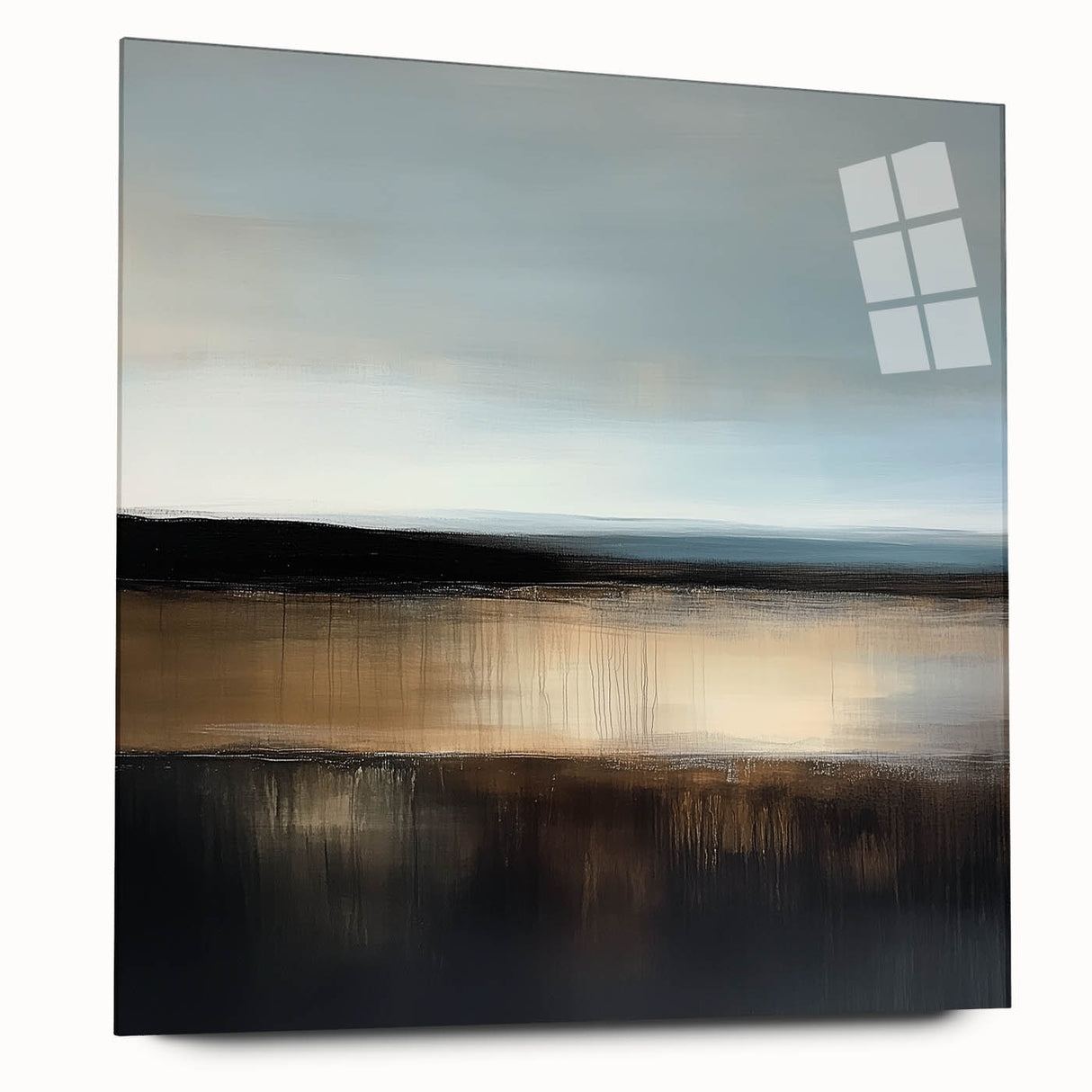 Colorful Abstract Wall Art – Earthy Brown and Blue Horizon Canvas