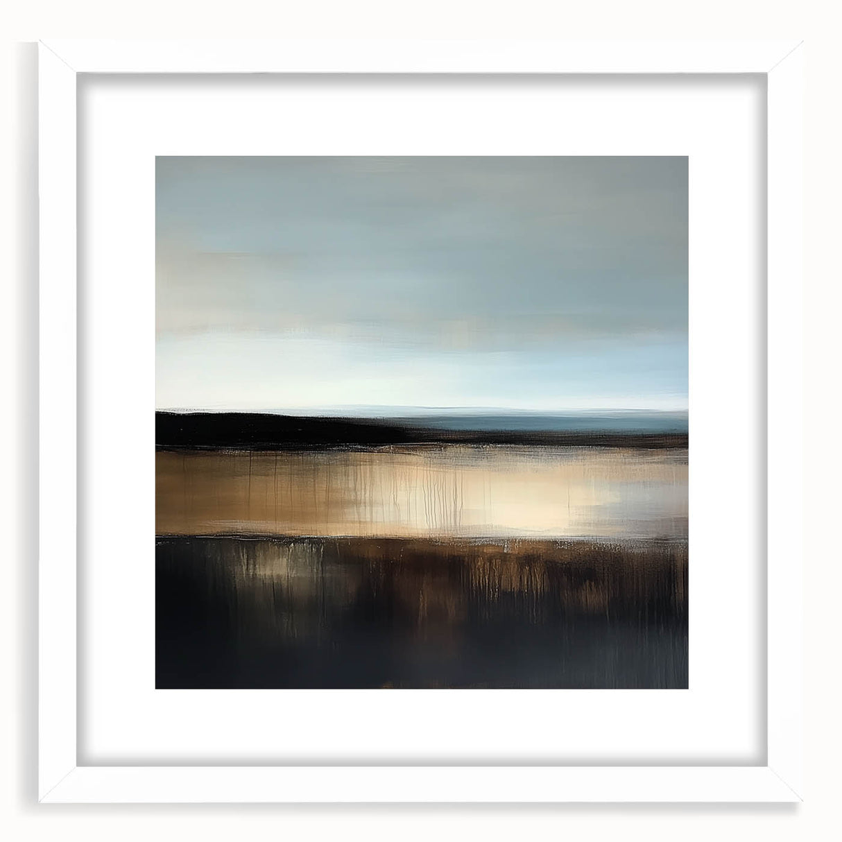 Colorful Abstract Wall Art – Earthy Brown and Blue Horizon Canvas