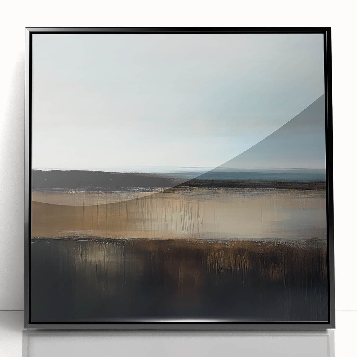 Colorful Abstract Wall Art – Earthy Brown and Blue Horizon Canvas