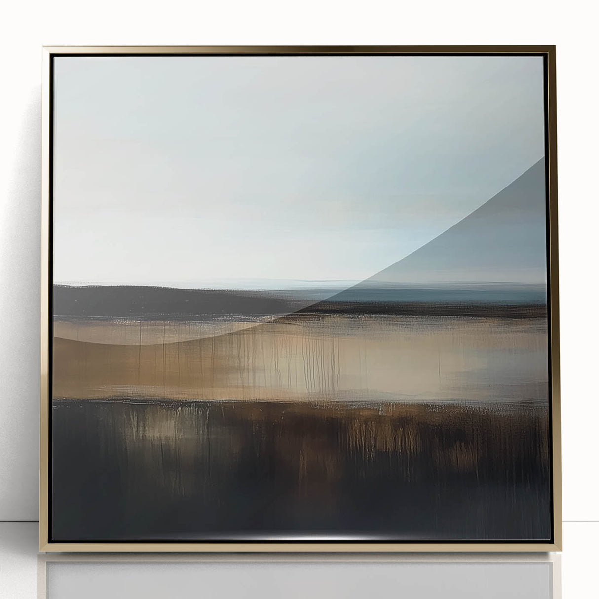 Colorful Abstract Wall Art – Earthy Brown and Blue Horizon Canvas