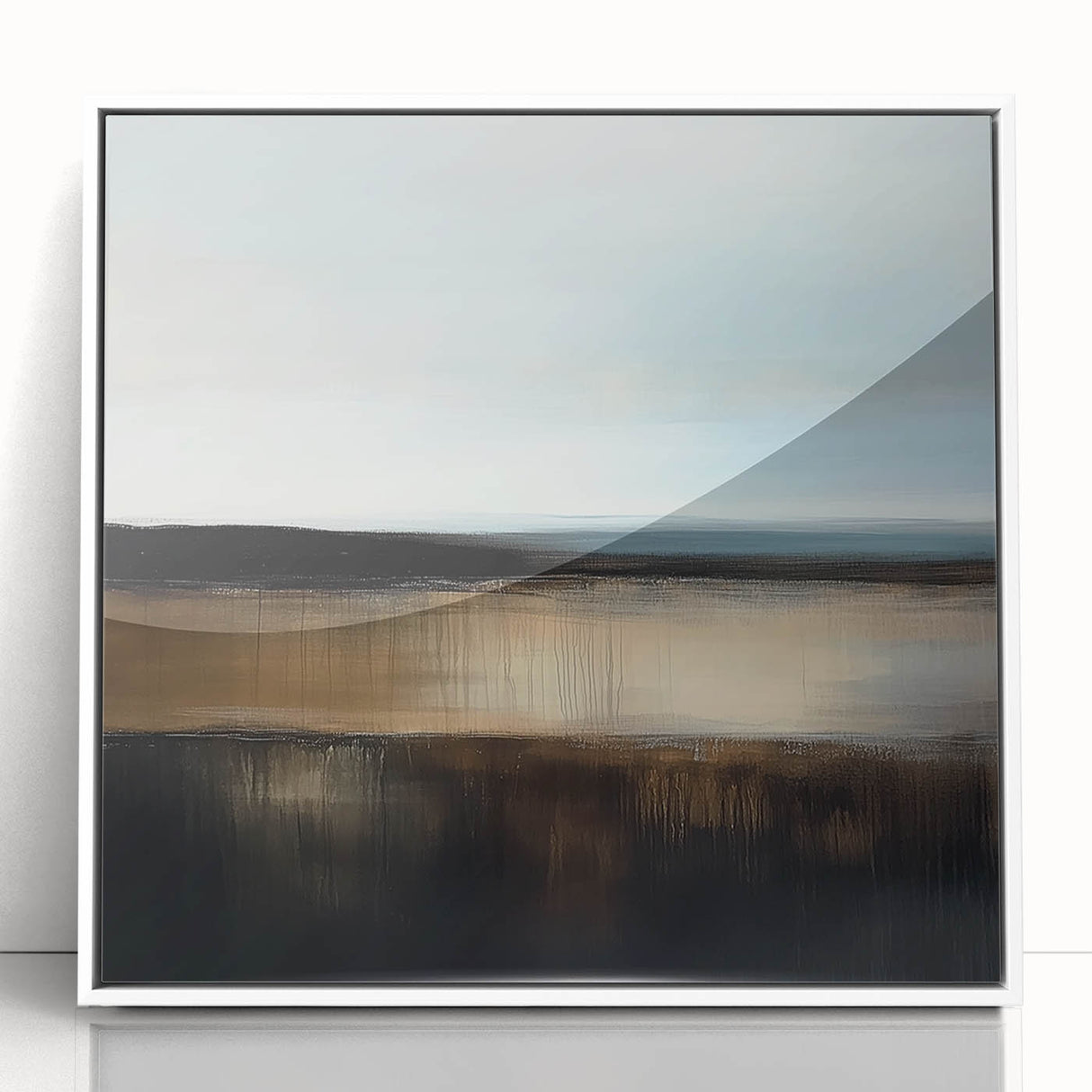 Colorful Abstract Wall Art – Earthy Brown and Blue Horizon Canvas