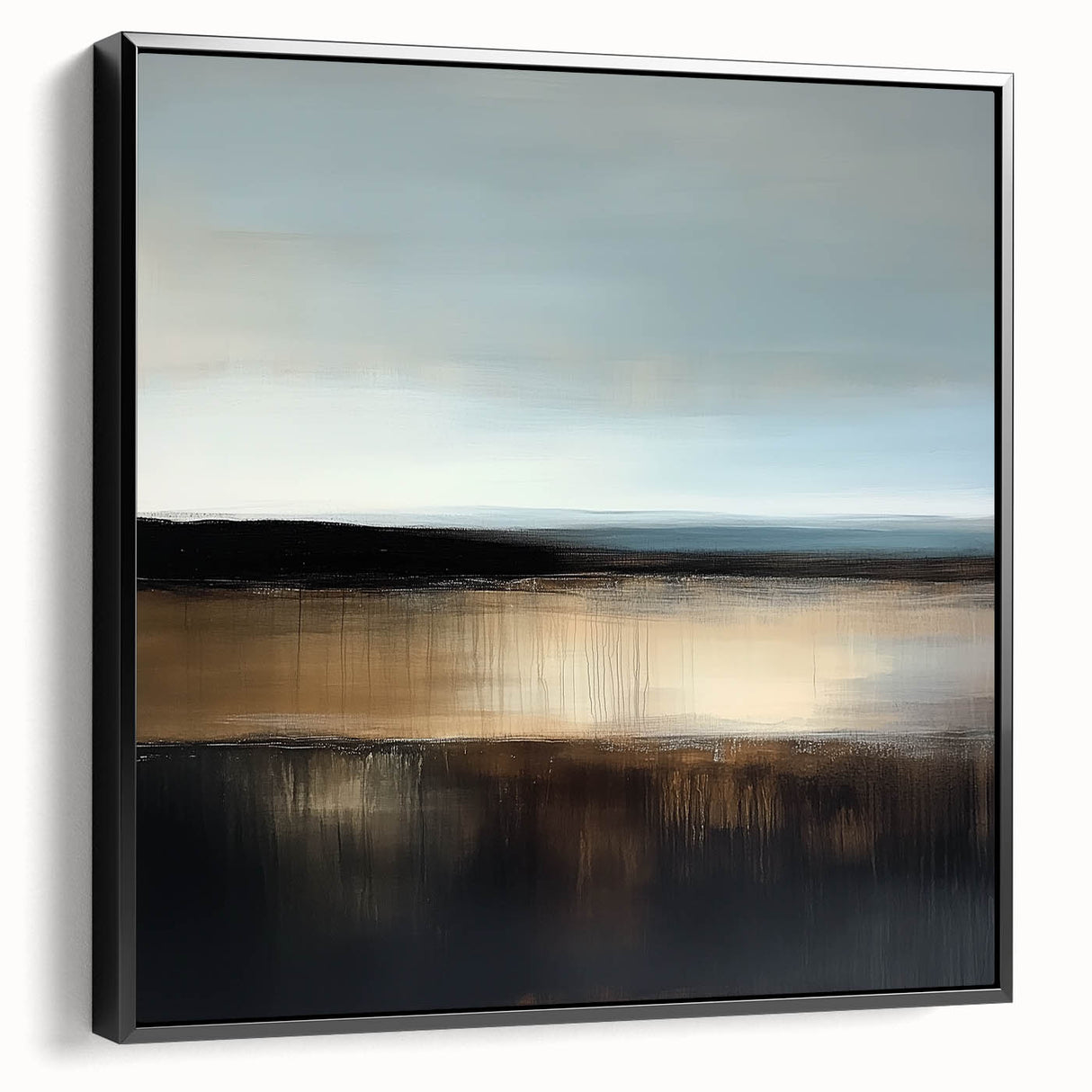 Colorful Abstract Wall Art – Earthy Brown and Blue Horizon Canvas