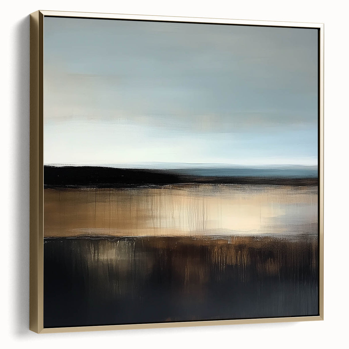 Colorful Abstract Wall Art – Earthy Brown and Blue Horizon Canvas