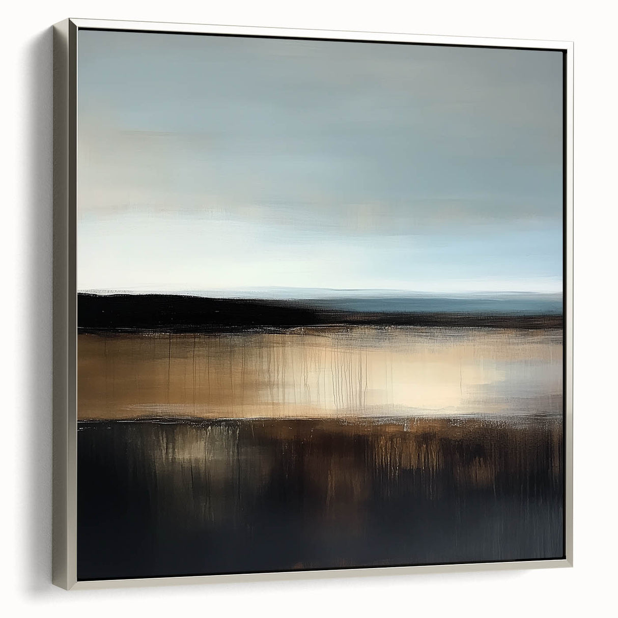 Colorful Abstract Wall Art – Earthy Brown and Blue Horizon Canvas