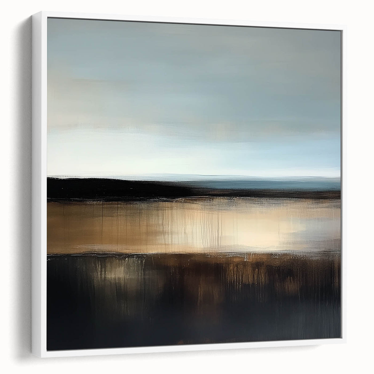 Colorful Abstract Wall Art – Earthy Brown and Blue Horizon Canvas