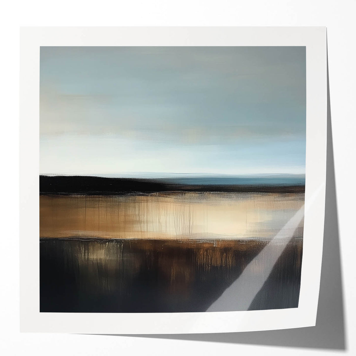 Colorful Abstract Wall Art – Earthy Brown and Blue Horizon Canvas