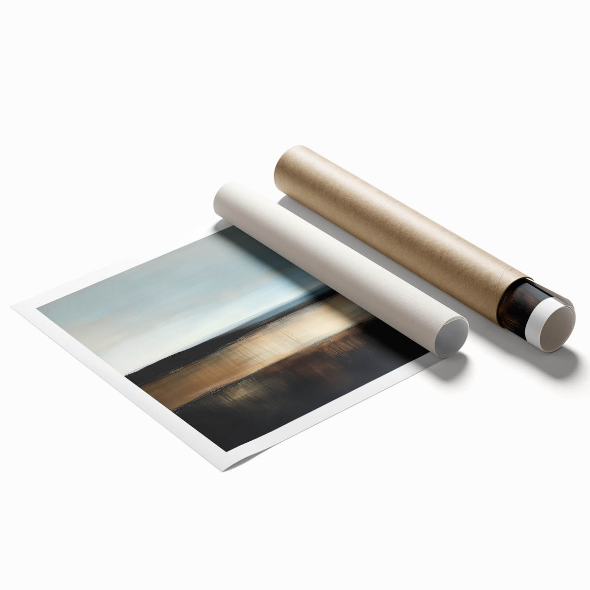 Colorful Abstract Wall Art – Earthy Brown and Blue Horizon Canvas