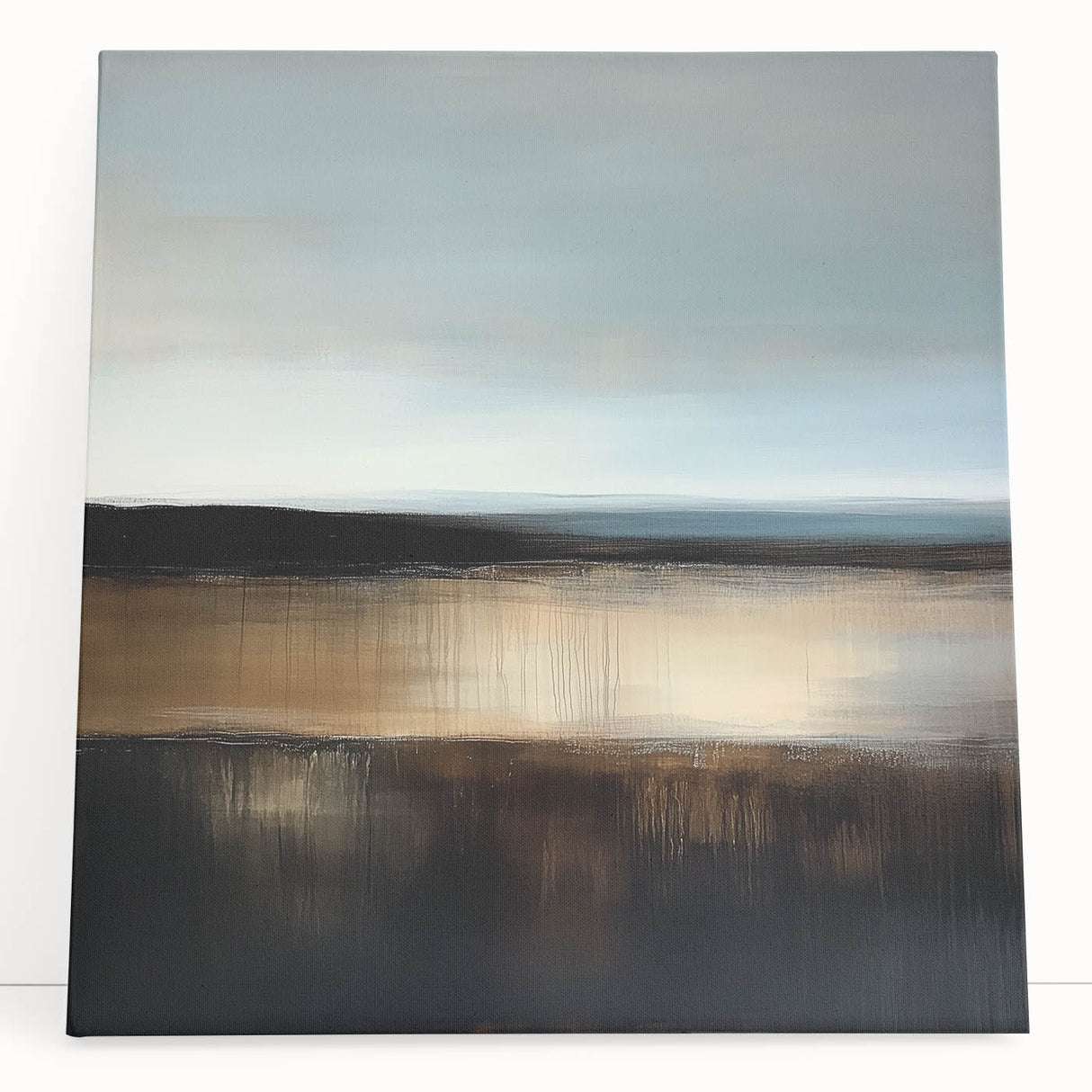 Colorful Abstract Wall Art – Earthy Brown and Blue Horizon Canvas