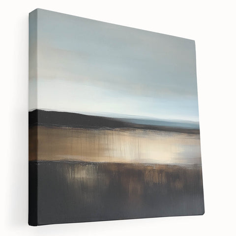 Colorful Abstract Wall Art – Earthy Brown and Blue Horizon Canvas