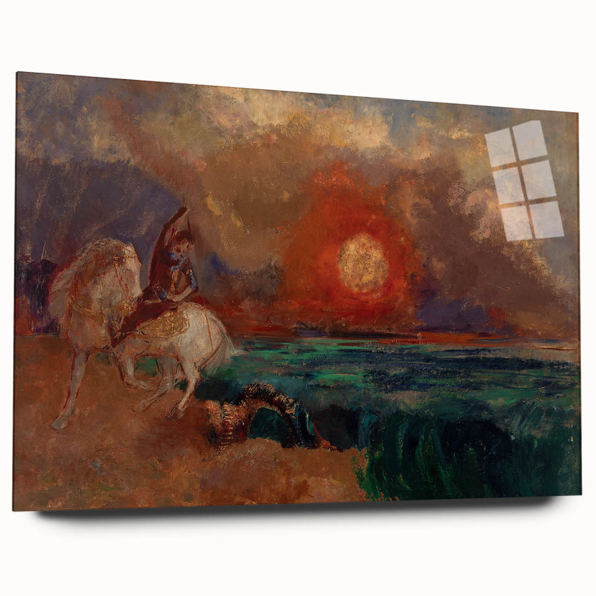 Saint George and the Dragon Wall Art - Dramatic Mythical Modern Decor