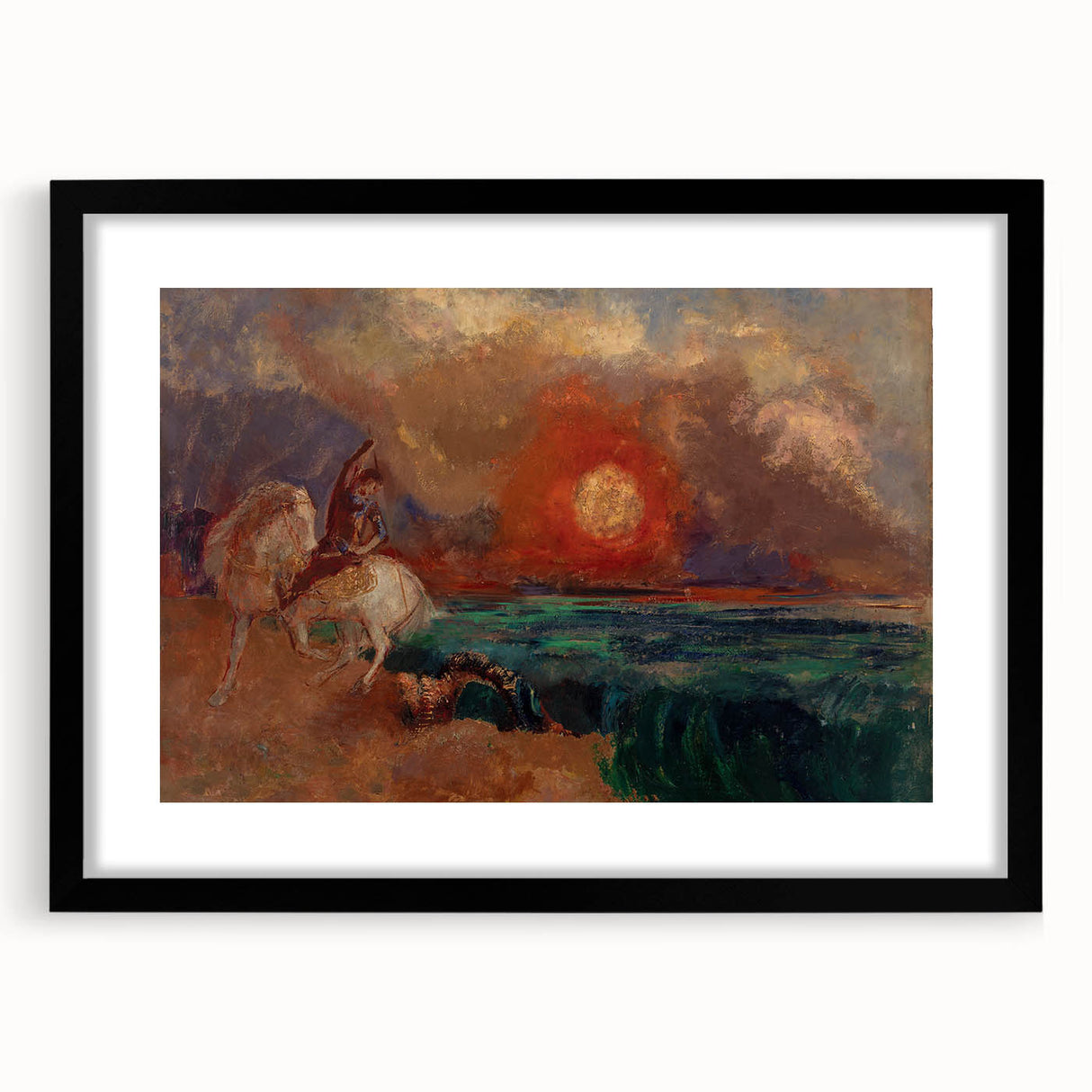 Saint George and the Dragon Wall Art - Dramatic Mythical Modern Decor