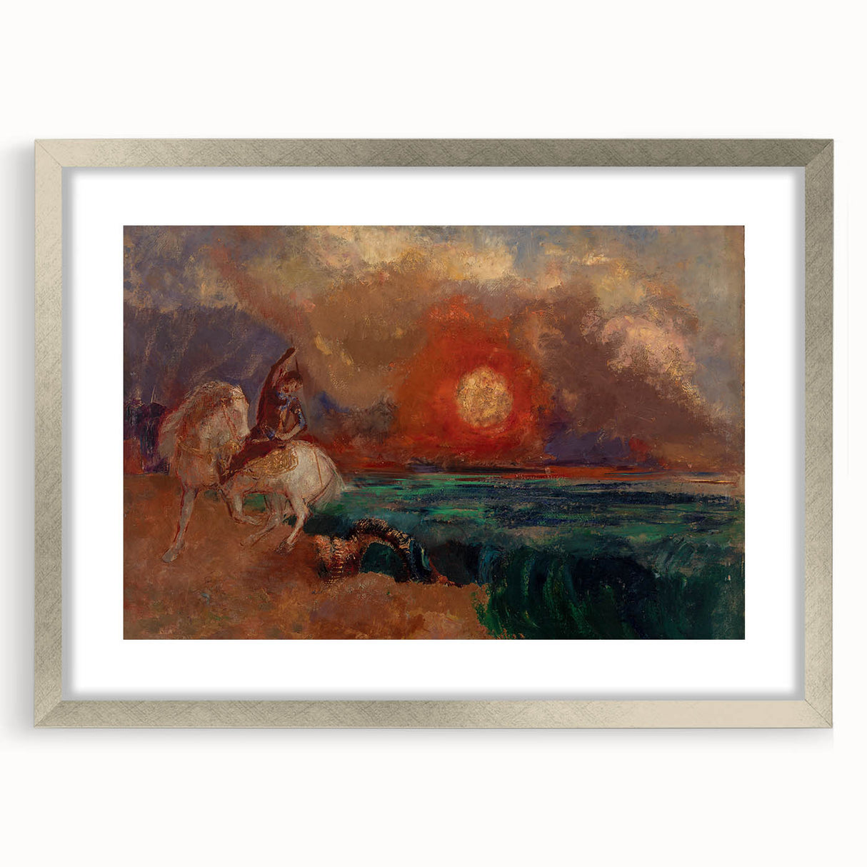 Saint George and the Dragon Wall Art - Dramatic Mythical Modern Decor