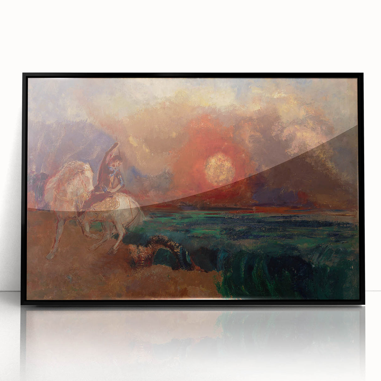 Saint George and the Dragon Wall Art - Dramatic Mythical Modern Decor