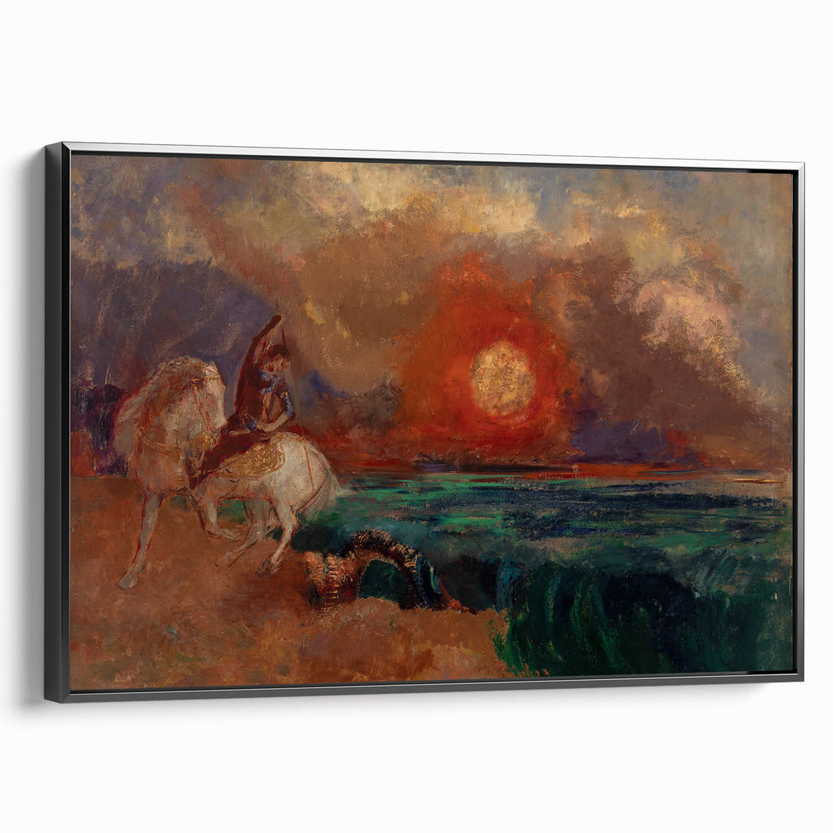Saint George and the Dragon Wall Art - Dramatic Mythical Modern Decor