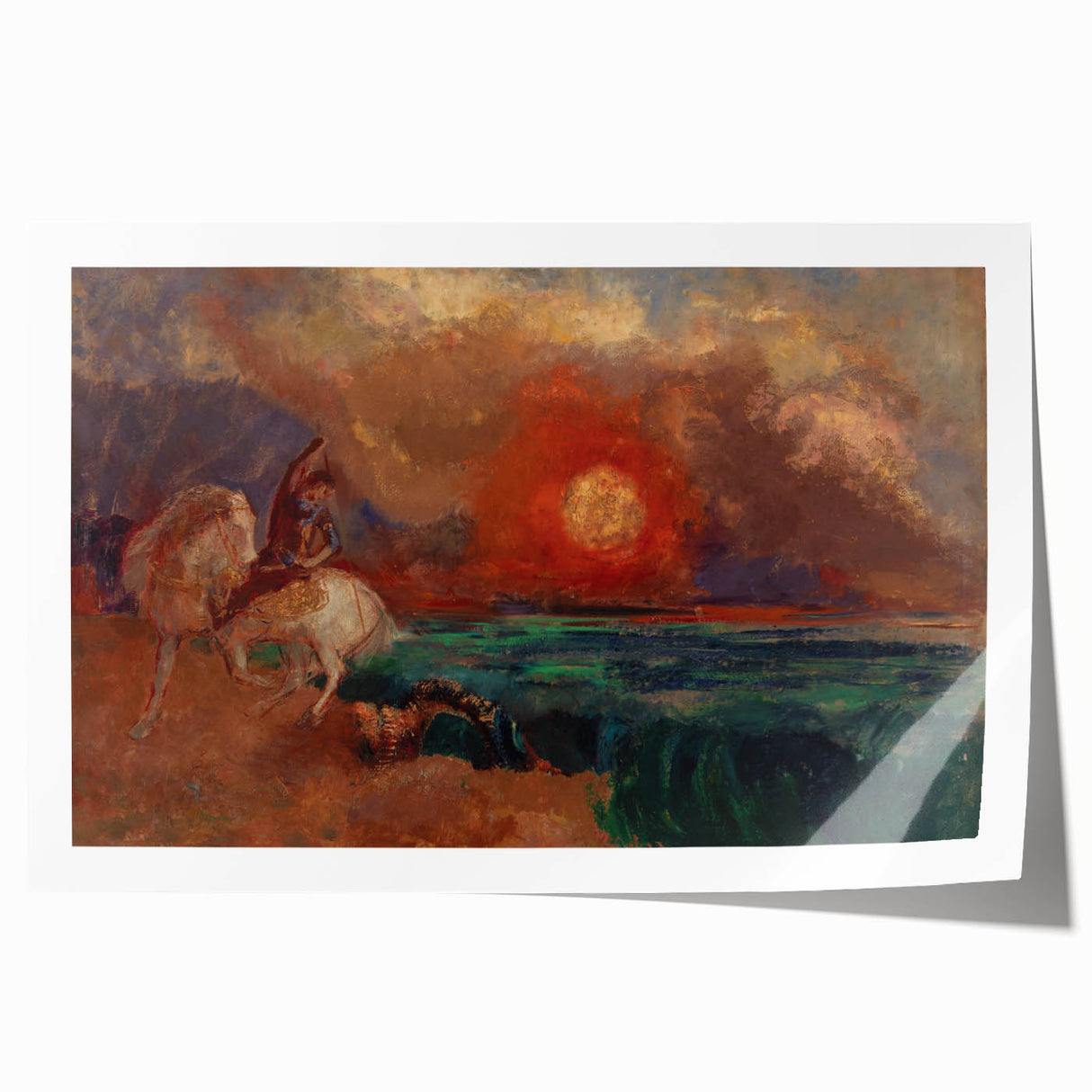 Saint George and the Dragon Wall Art - Dramatic Mythical Modern Decor