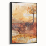 Black and white framed canvas depicting a vintage landscape scene, ideal for bedroom wall decor.