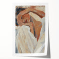 Abstract figurative art print showcasing vibrant colors and dynamic shapes, rolled and ready for framing, perfect for modern home decor.