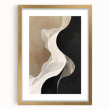 Abstract minimalist wall art framed in gold, showcasing geometric shapes and soft color gradients, perfect for modern home decor and artistic expression.