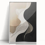 Framed abstract minimalist wall art showcasing a sleek white design, perfect for modern decor, emphasizing clean lines and contemporary style.