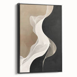 Black framed minimalist wall art canvas featuring an abstract design, showcasing elegant lines and shapes that enhance modern decor aesthetics. Ideal for contemporary interiors.