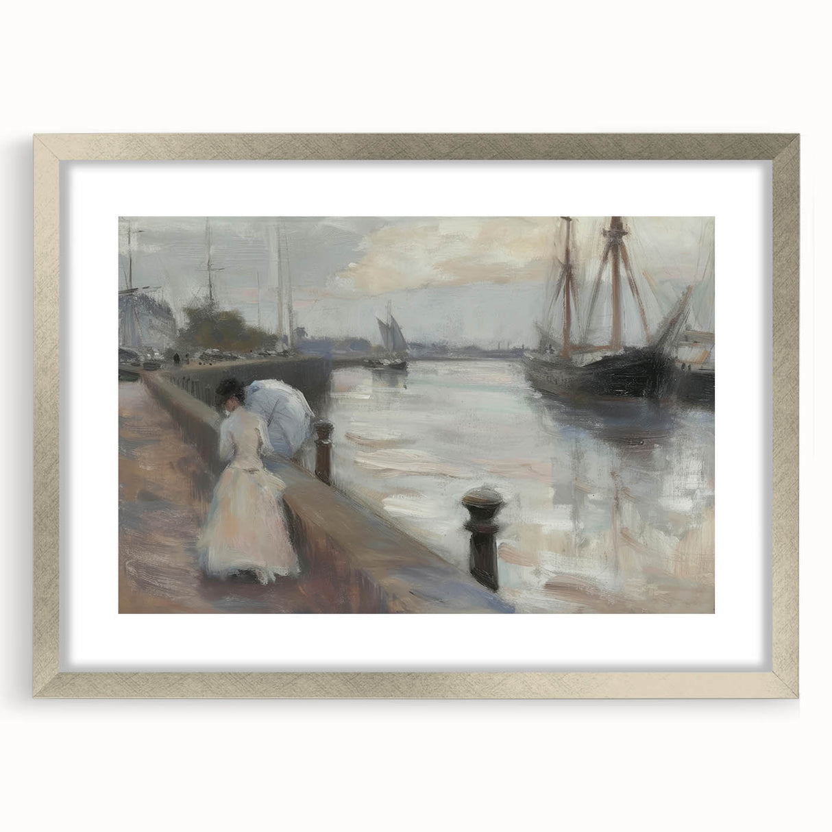 Abstract figurative frame with a silver mat, showcasing a modern design. Ideal for enhancing contemporary decor, adding elegance to any wall space.
