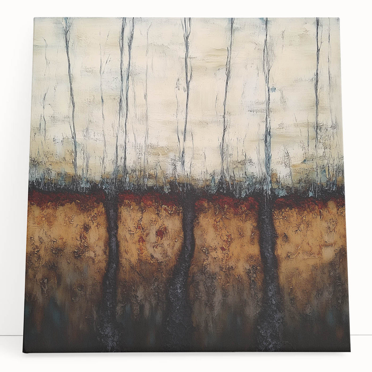 Rustic Abstract Tree Canvas Art - Modern Earthy Wall Décor
