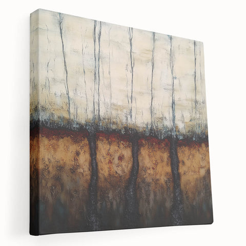 Rustic Abstract Tree Canvas Art - Modern Earthy Wall Décor