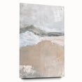 Abstract minimalist wall art displayed in a side view, showcasing vibrant colors and geometric shapes on acrylic glass with mounting pins, perfect for modern decor.