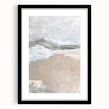 Abstract minimalist wall art framed in black, featuring geometric patterns and soft color gradients, perfect for modern home decor and aesthetic appeal.