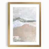 Abstract minimalist wall art framed in gold, showcasing soft pastel colors and geometric shapes, perfect for modern home decor and stylish interiors.