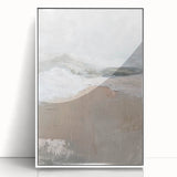 Framed abstract minimalist wall art featuring a sleek white design, perfect for modern decor. The acrylic frame enhances the artwork's elegance and depth.