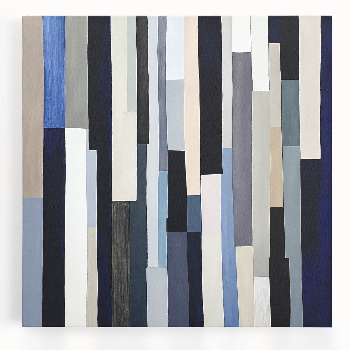 Geometric Abstract Wall Decor – Modern Navy, Gray & Beige Canvas