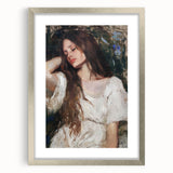 Abstract figurative art frame in silver with a mat, showcasing a modern design ideal for contemporary decor. Perfect for enhancing living spaces or galleries.