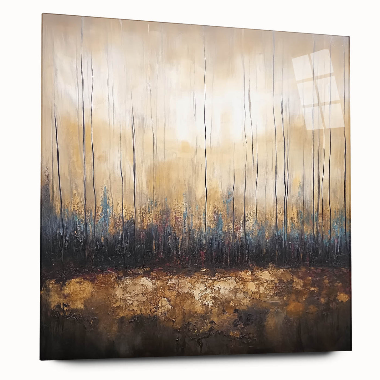 Abstract floral acrylic glass artwork showcasing vibrant colors and intricate designs, viewed from the side, perfect for modern home decor.