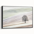 Framed abstract landscape canvas with a black frame, showcasing vibrant colors and dynamic patterns, perfect for modern home decor or office art.